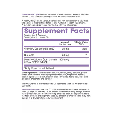 Intoleran dao plus (50 capsules) (enzyme)
