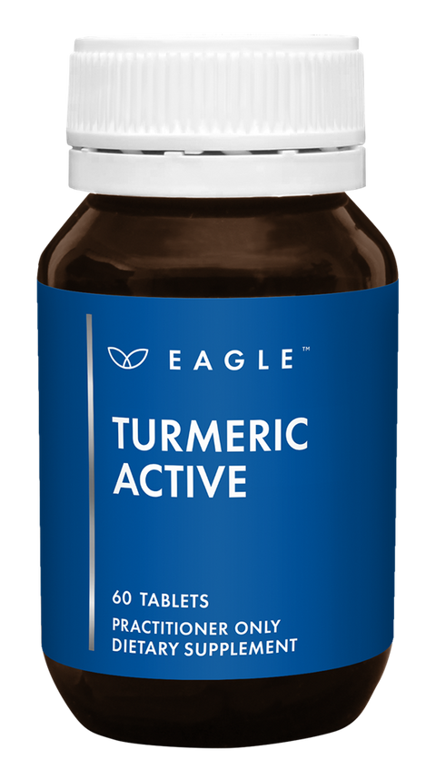 A bottle of Eagle Turmeric Active dietary supplement with 60 tablets.