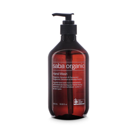 Saba Organic Hand Wash - Bergamot, Geranium & Peppermint