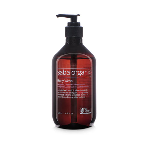 Saba Organic Body Wash - Bergamot, Geranium & Peppermint