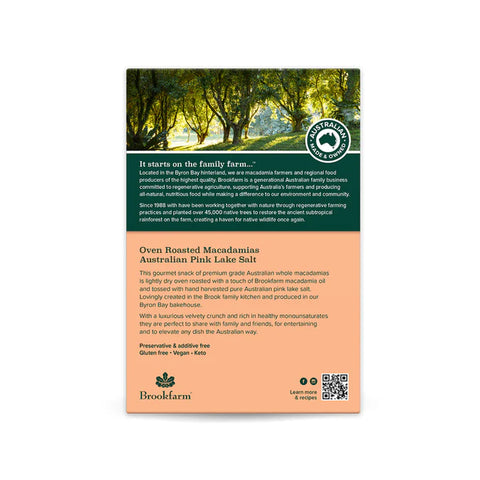Brookfarm Oven Roasted Macadamias with Pink Lake Salt 100g
