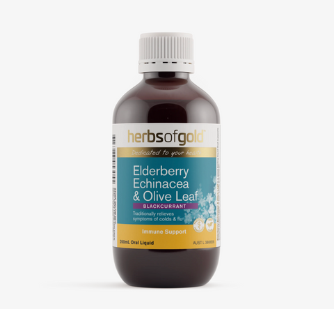 Herbs of Gold Elderberry Echinacea & Olive Leaf (Blackcurrant) Oral Liquid 100ml