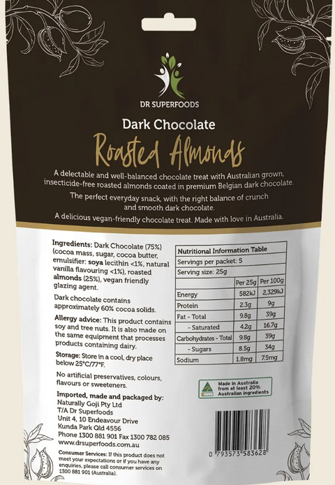 Dr Superfoods Roasted Almonds Dark Chocolate 125g