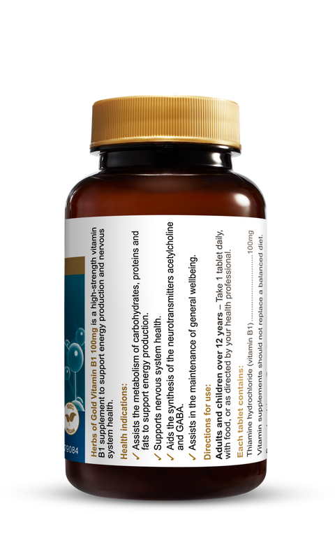 Herbs of Gold Vitamin B1 100mg (100 Tabs)