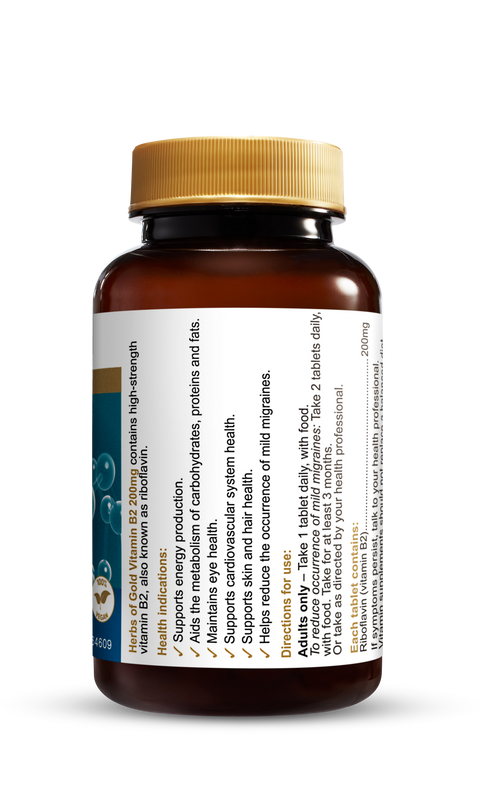 Herbs of Gold Vitamin B2 200mg (60 Tabs)